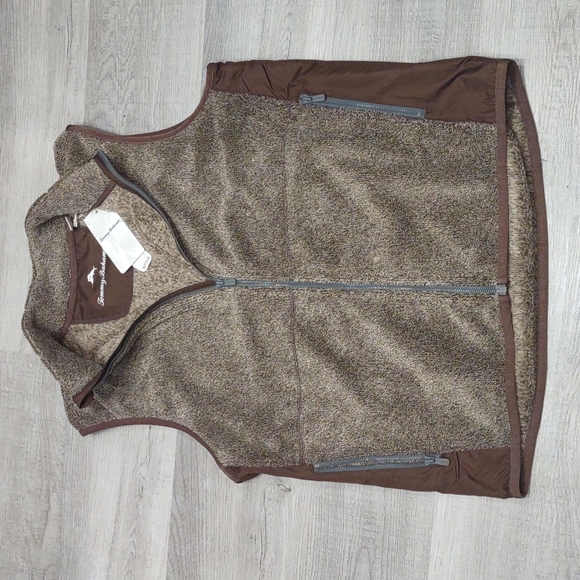 Tommy Bahama Cascade Brown cozy vest full zip front & Pockets men's NEW S M L